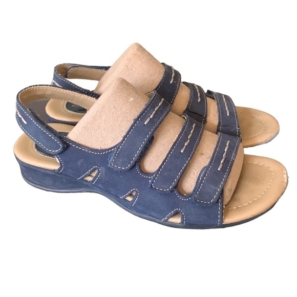 Easy Spirit Sadie Blue Suede Leather Cross Straps Comfort Sandal Size 6.5W - Picture 3 of 11